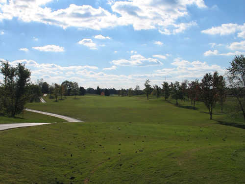 A view of the 1st fairway and green at Millstone Golf Club