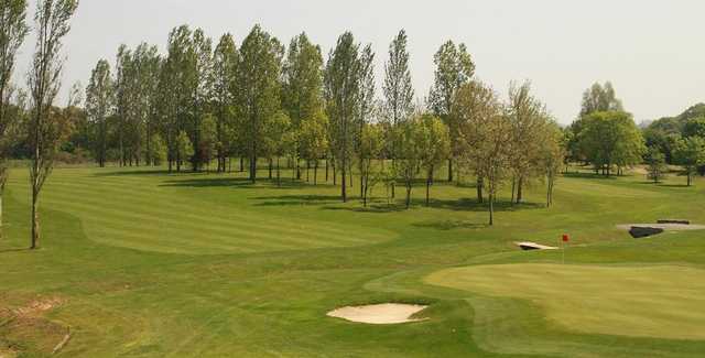 A great view of the 18th green from the balcony at Radlett Park Golf Club