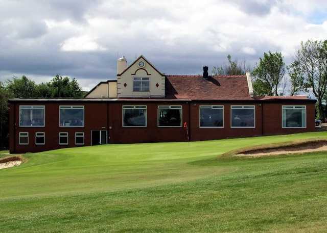 18th hole and the clubhouse at Accrington & District Golf Club