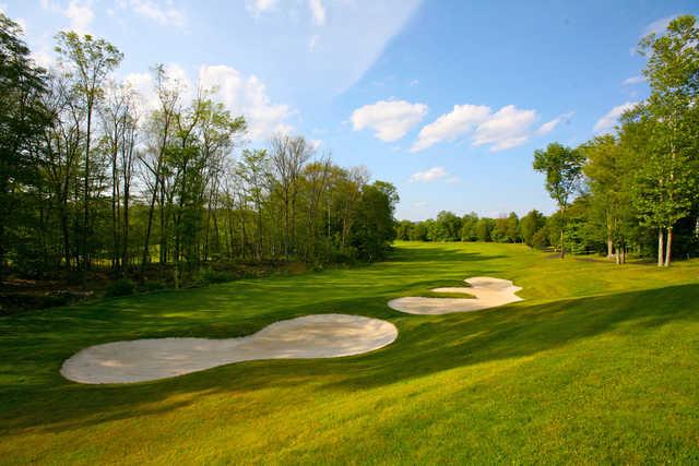 View of a green and bunkers from Great Bear Golf Club