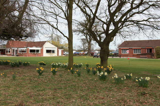 A view of the clubhouse and practice area at Easingwold Golf Club