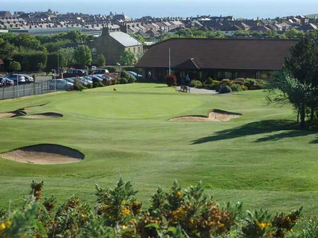 The clubhouse overlooking the 18th green at Saltburn-by-the-Sea