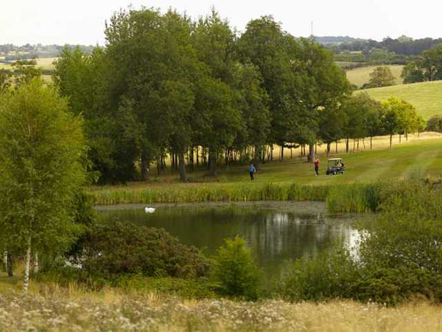 A view over the pond from Hellidon Lakes Golf & Spa Hotel