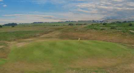 A view of green #4 at Dunstanburgh Castle Golf Club