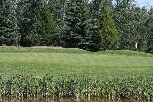 A view of green #4 at Lacombe Golf and Country Club