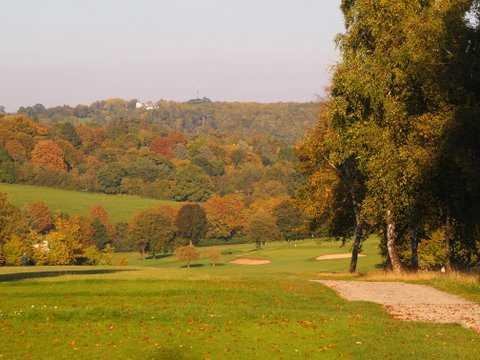 An autumn view from the 17th tee at Henley Golf Club