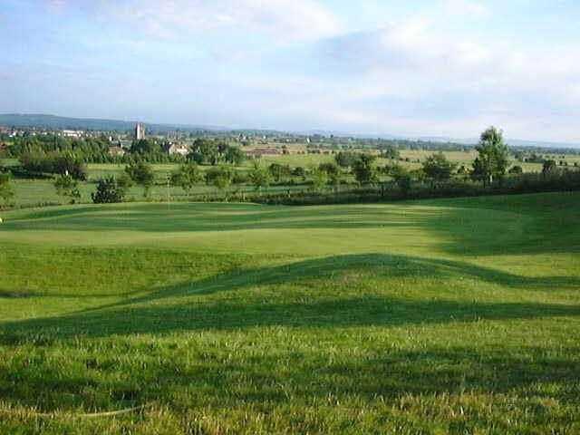 A view of green #1 with Tickenham Church in the background at Tickenham Golf Club