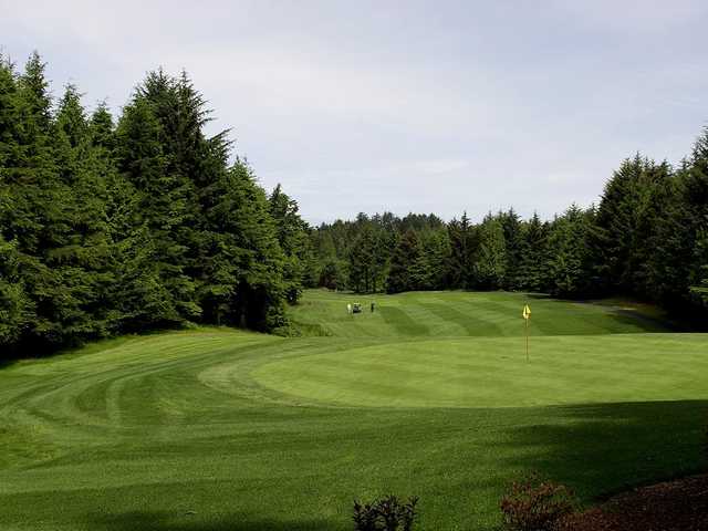 View of the 3rd green at Salishan Golf Links.