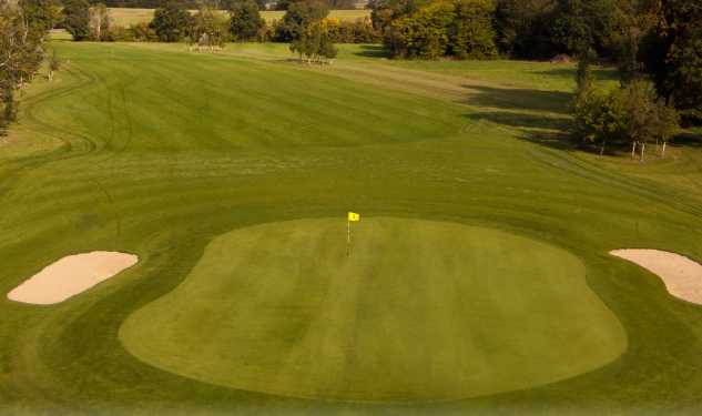 A view of the 1st green at Basset Down Golf Course