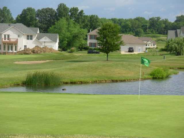 A view of a green with water coming into play at The Legends of Massillon.