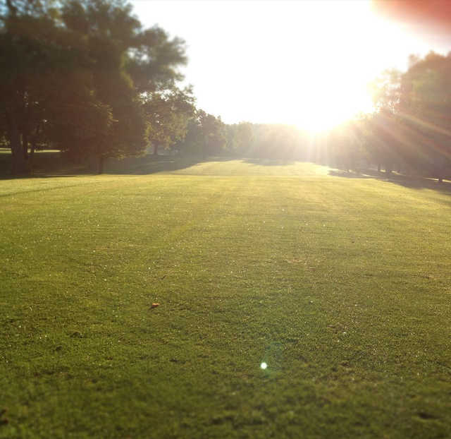 A sunny view of a fairway at Ingersoll Golf Course