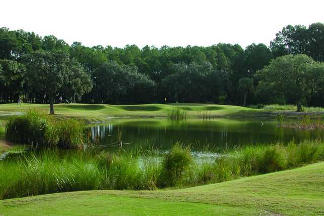 A view over the pond of hole #8 from Legends At Parris Island