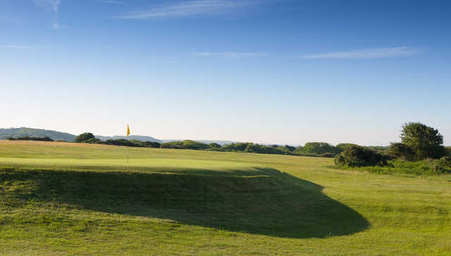 A view of green #1 at Pyle and Kenfig Golf Club