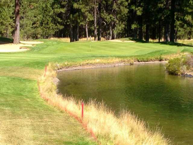 Widgi Creek #17: If you stay close to the left side off the tee on this dogleg left, you may have a chance to reach the green in two. Watch out for the lake on the right