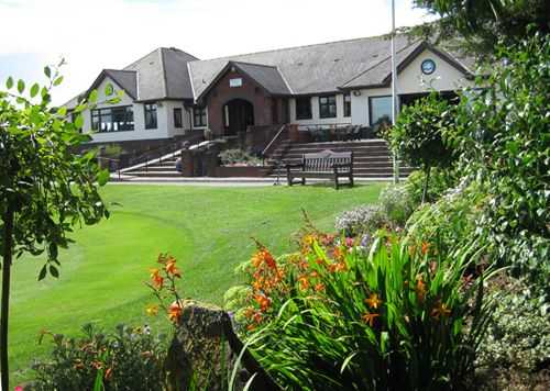 A view of the clubhouse at Peterstone Lakes Golf Club