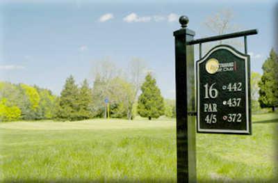 A view of the 16th tee sign at Mattawang Golf Club