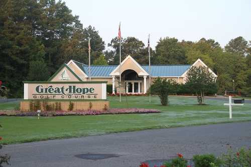 A view of the clubhouse at Great Hope Golf Course