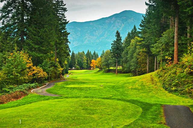 Skamania Lodge #2: Don't be fooled by the yardage on the scorecard. This hole, with Foster Creek lurking in the trees to the left, demands accuracy off the tee. A successful tee shot will reap great rewards and offer a good chance for a birdie.