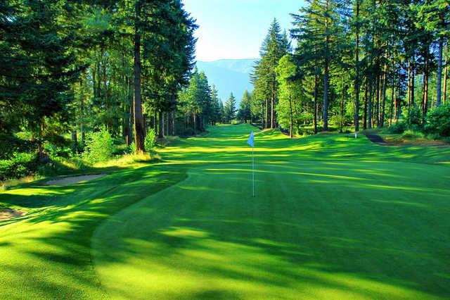 Skamania Lodge #1: The fairway drops off to the right, so the ideal tee shot is down the left side. The hole is slightly uphill from 150 yards in so you might need one extra club for your approach.