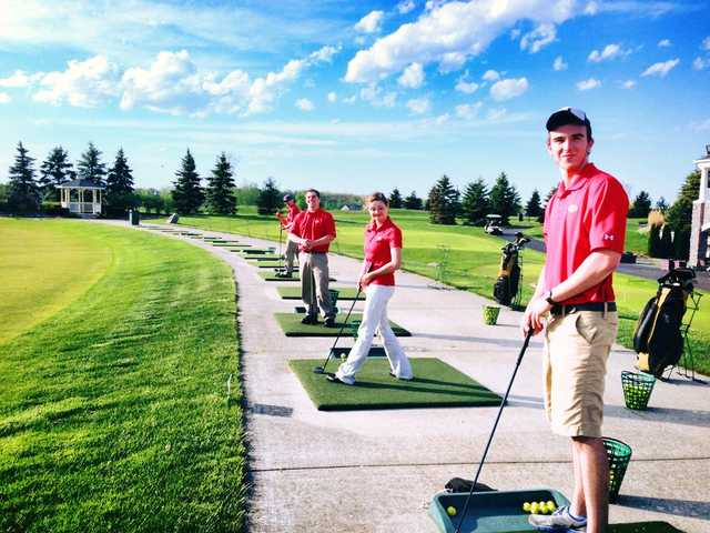 A view of the driving range tees at Boulder Pointe Golf Club