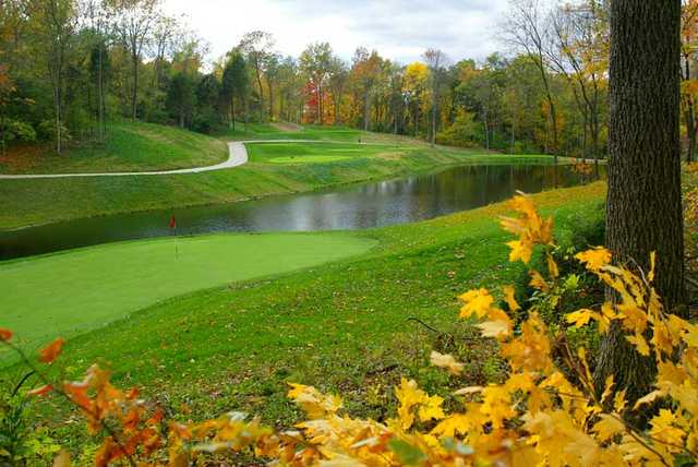 A view of the 3rd hole with water coming into play at Stonelick Hills Golf Course