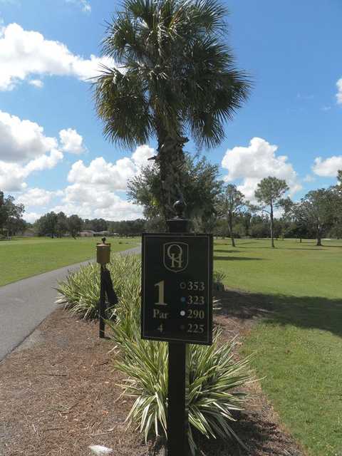 A view of the 1st tee sign at Quail Hollow Golf Course