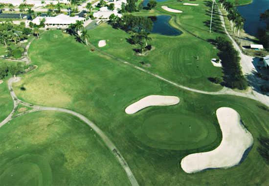 Aerial view of the 1st hole at Myerlee Country Club