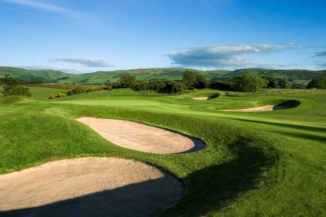 A view of hole #8 protected by bunkers at Queen's Course from Gleneagles Hotel