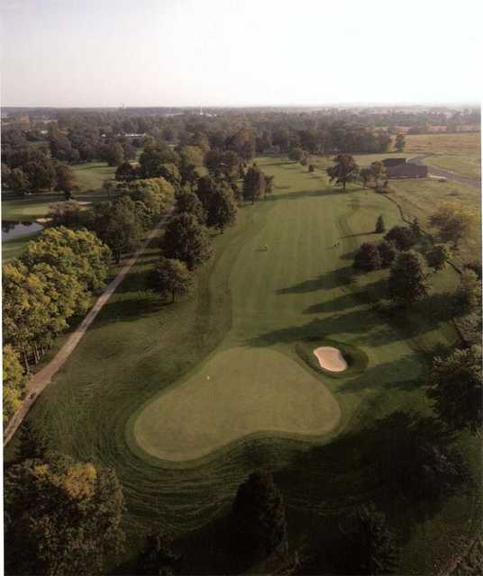 Aerial view of green #12 at Piqua Country Club