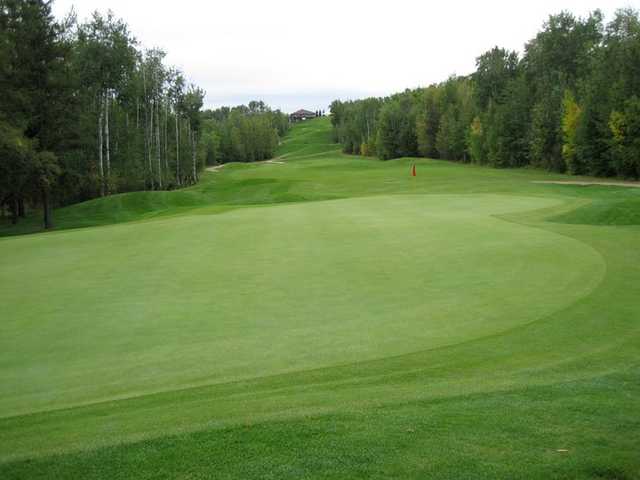 A view of the 1st green at Athabasca Golf and Country Club
