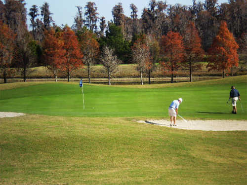 A fall view of a hole at Heritage Harbor