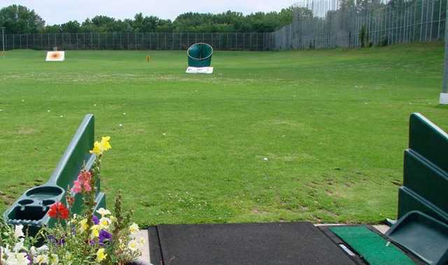 A view from the driving range tees at Island Lake Golf & Training Center