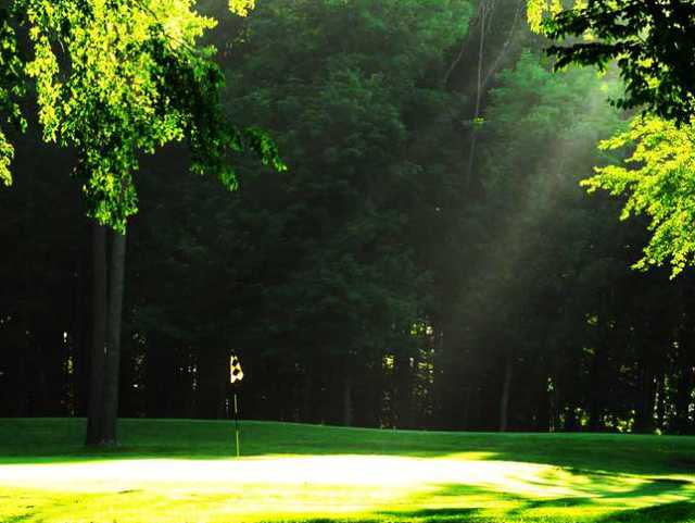 A sunny view of a green at Burford Golf Links