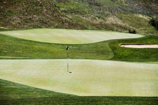 A view of two greens at Dublin Ranch Golf Course