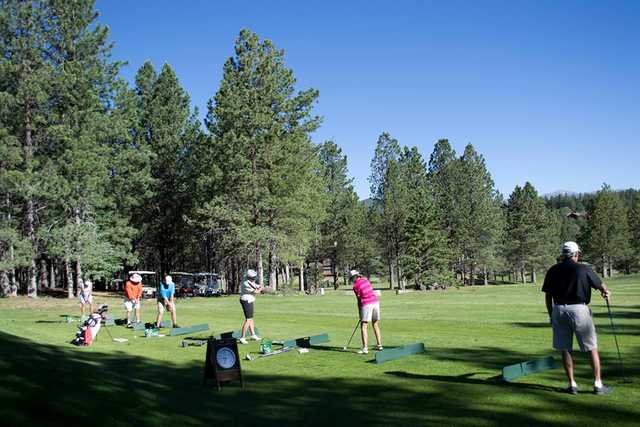 A view of the driving range tees at Angel Fire Resort Country Club