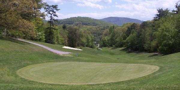 A view of a green at Asheville Golf Course