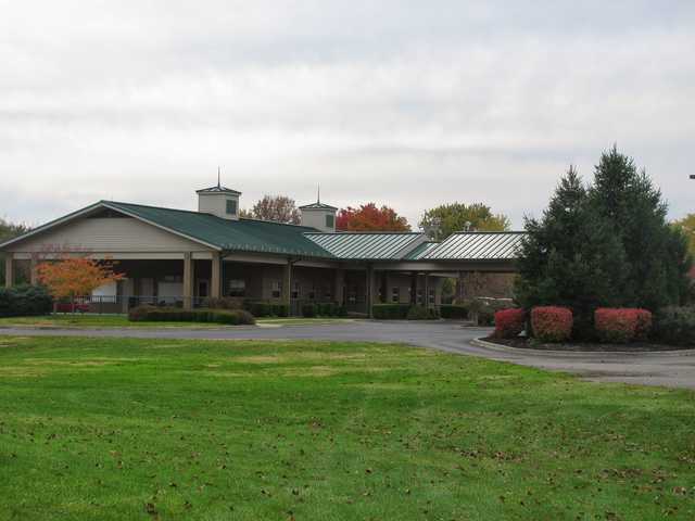 A view of the clubhouse at Wooded View Golf Course