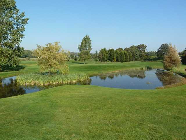 A view over a pond at Malton & Norton Golf Club