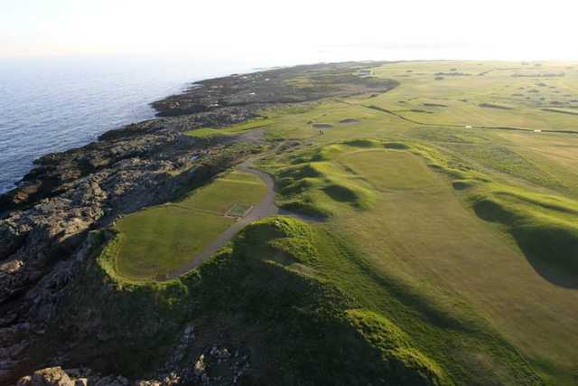 Aerial view of green #4 and #5 at Ardglass Golf Club