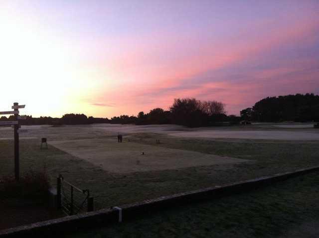 A morning view of a tee at Scotscraig Golf Club