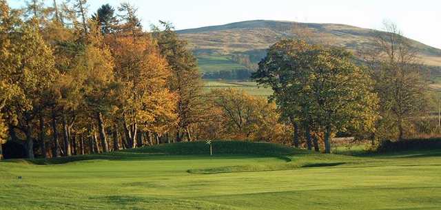 A view of the short, downhill par 4 green #13 at Auchterarder Golf Club