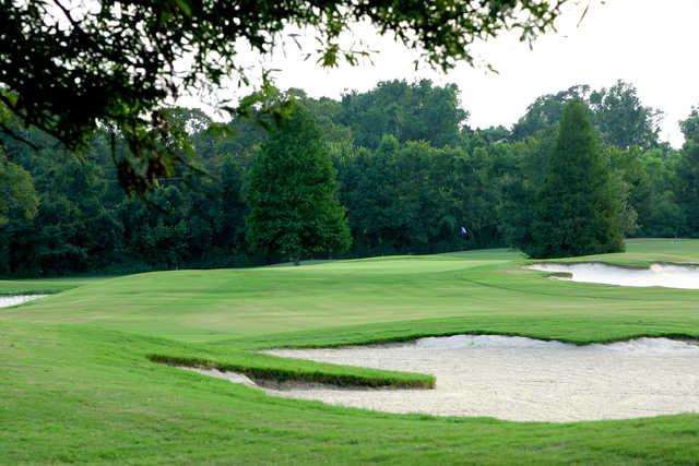 A view of a green protected by bunkers at Santa Maria Golf Club (BREC).