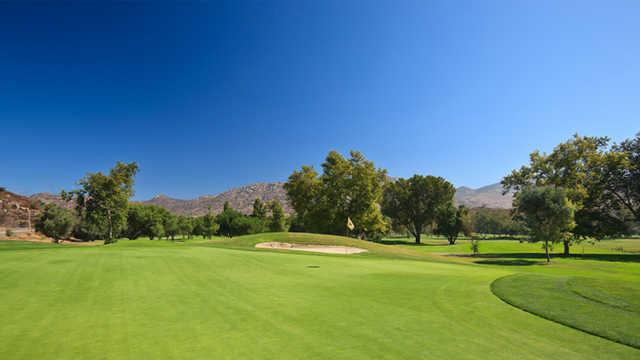 A view of the 8th hole protected by a bunker from Willow Glen at Singing Hills Golf Resort from Sycuan.