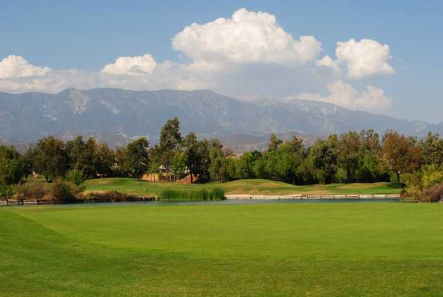 A nice view with mountains in background at Oak Valley Golf Club