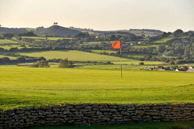 A view of a green at Bridport and West Dorset Golf Club.