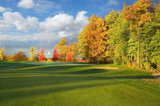 Autumn view of the 12th hole at PrairieView Golf Club