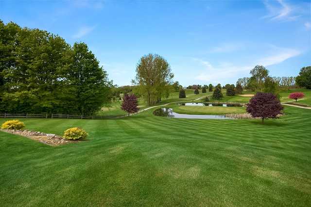 A view of the island green at Grand View Golf Course.