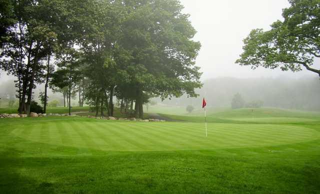 A foggy view of a green at Cape Neddick Country Club