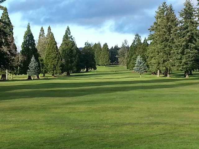A view of a fairway at Oak Knoll Golf Course