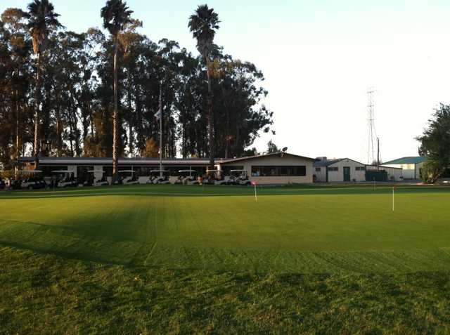 A view of the practice area at Cypress Lakes Golf Course